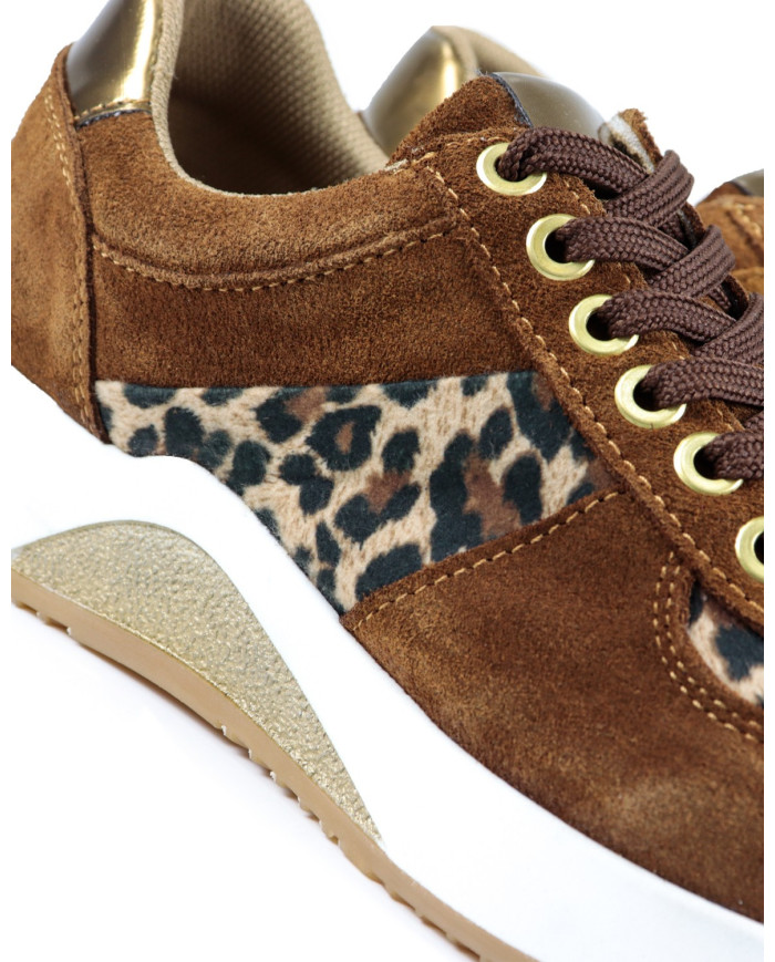 Sapatilhas Camel de Mulher Ginova Leopardo