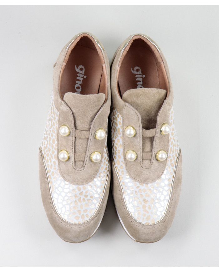 Taupe Trainers of Lady Ginova with Pearls