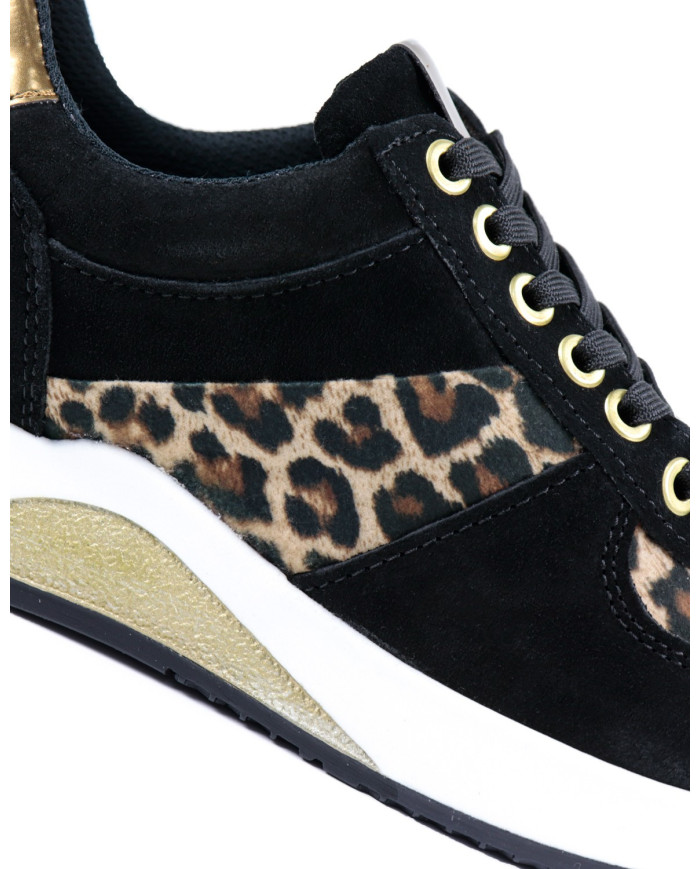 Women's Black Trainers Ginova Leopard