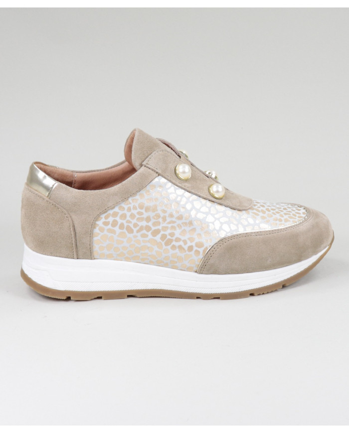 Taupe Trainers of Lady Ginova with Pearls