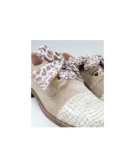 Oxford Ginova Taupe Shoes with Fabric Lace