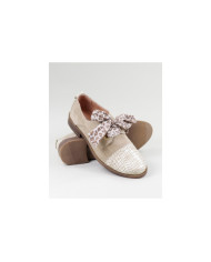 Sapatos Oxford Ginova Taupe com Laço em Tecido