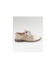Sapatos Oxford Ginova Taupe com Laço em Tecido