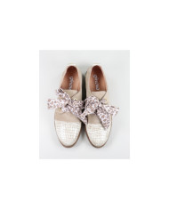 Oxford Ginova Taupe Shoes with Fabric Lace