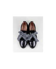 Oxford Ginova Shoes in Black with Fabric Lace
