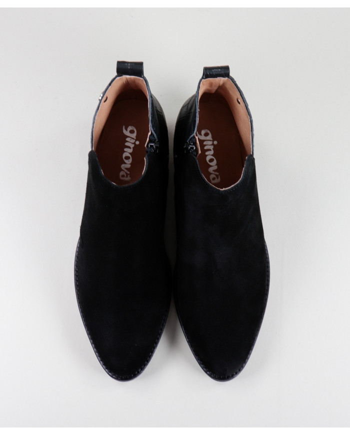 Botas Ginova efeito Crocodilo Atrás em preto