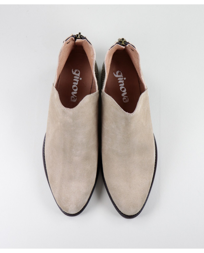 Botas Femininas Ginova em Taupe com Padrão e Fecho Atrás