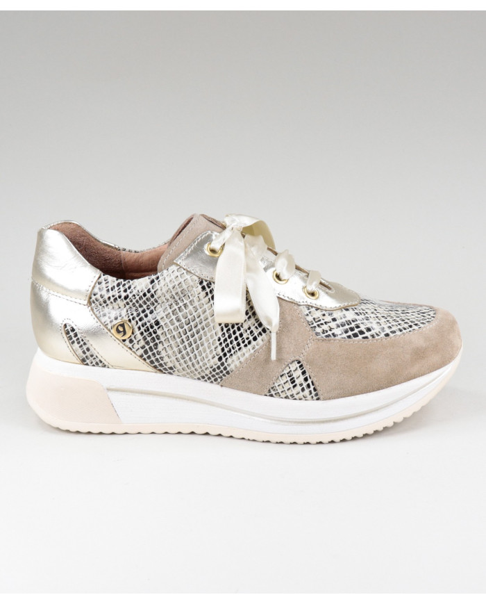 Ladies Ginova shoes in Taupe with Satin Wholesalers