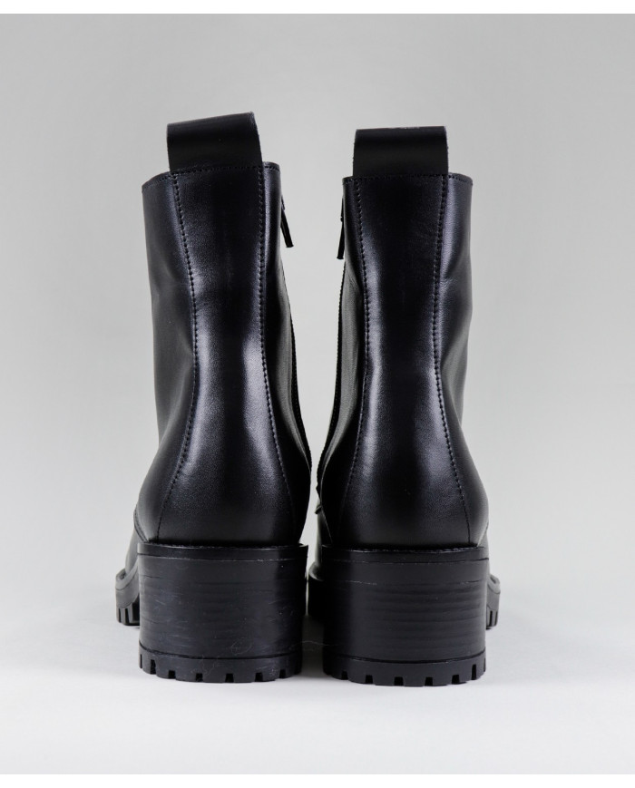 Women's Black Military Boots in Skin