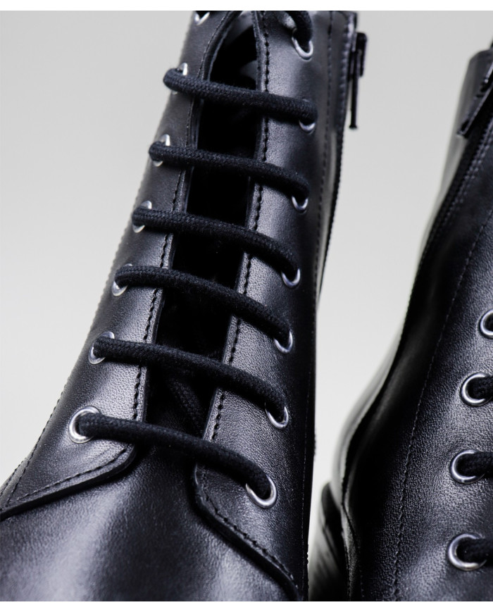 Women's Black Military Boots in Skin