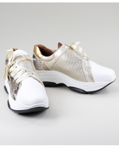 Sapatilhas Douradas Ginova de Mulher com Laço Cetim