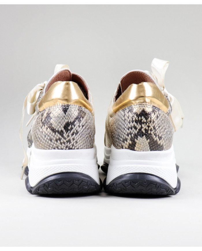 Women's Ginova Golden Sneakers With Lace Satin