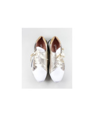 Women's Ginova Golden Sneakers With Lace Satin