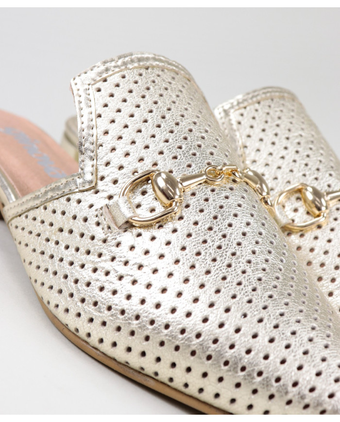 Ladies Ginova Golden Mules with Application