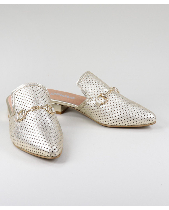 Ladies Ginova Golden Mules with Application