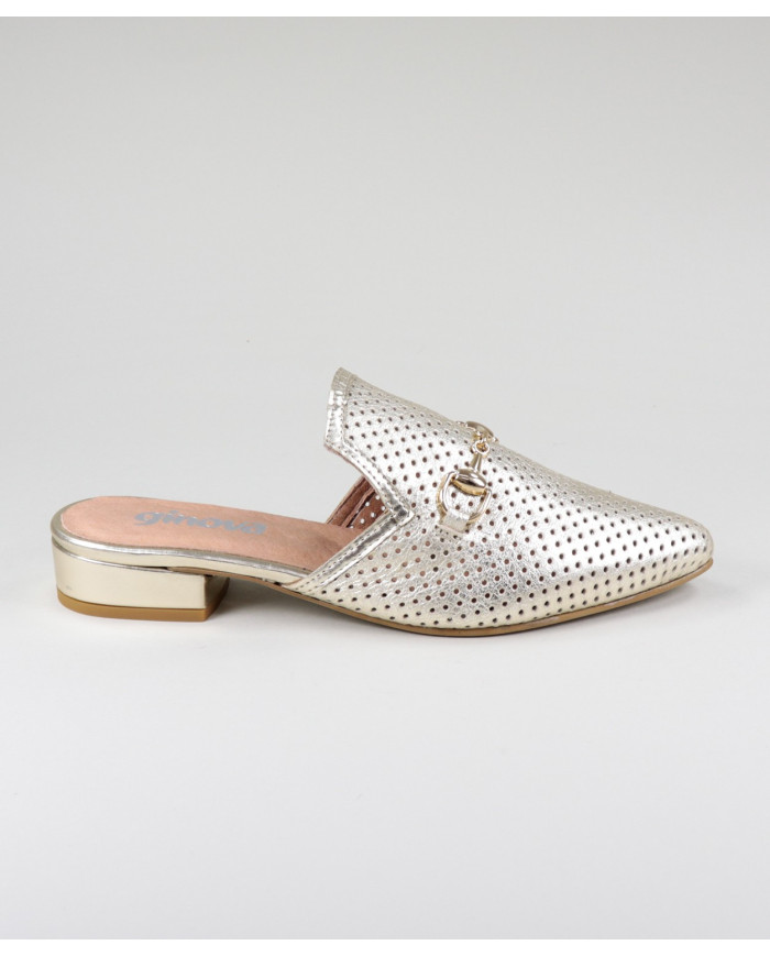 Ladies Ginova Golden Mules with Application