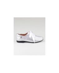 Silver Ginova Rasos Shoes with Satin Lace and Perforated