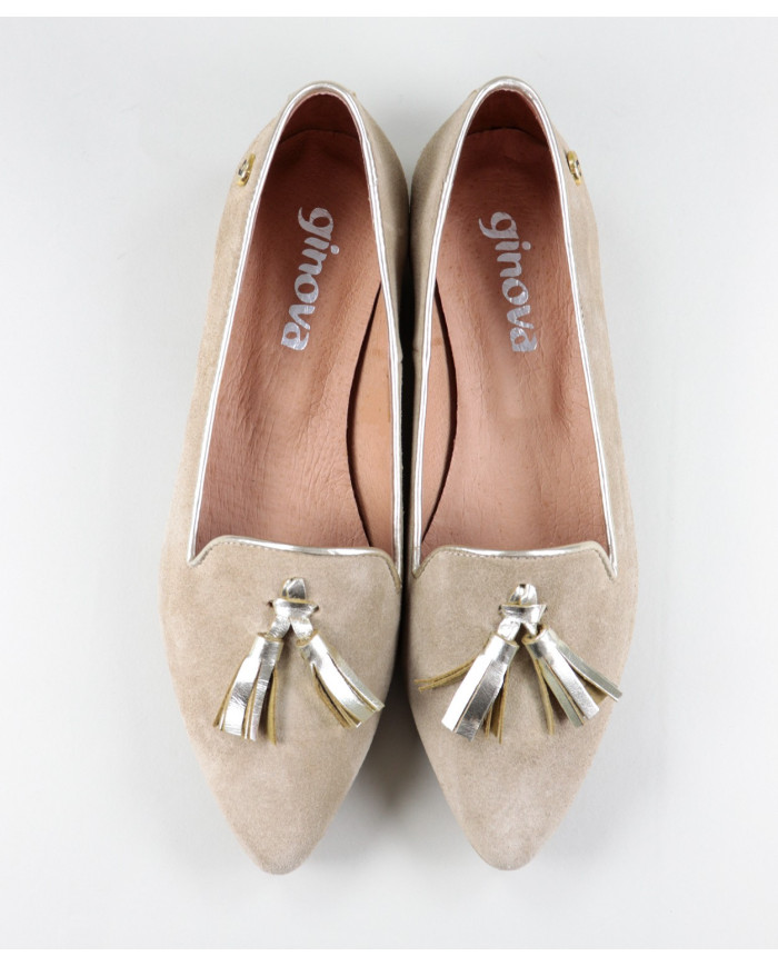 Sapatos Rasos Taupe de Senhora Ginova com Berloques