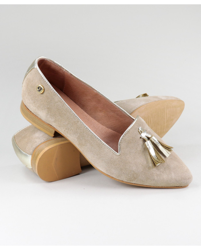 Sapatos Rasos Taupe de Senhora Ginova com Berloques