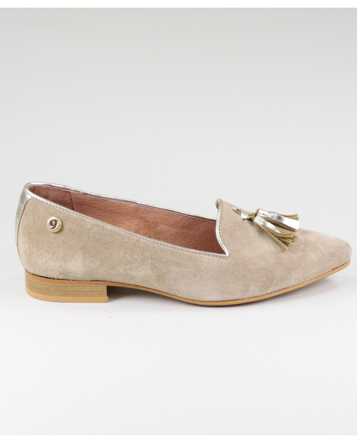 Sapatos Rasos Taupe de Senhora Ginova com Berloques