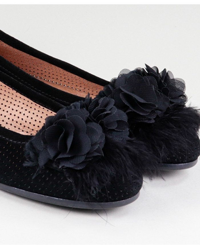 Sabrinas Pretas Ginova de Mulher com Plumas