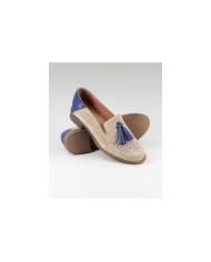 Sapatos Rasos Taupe com Azul de Senhora Ginova com Berloque