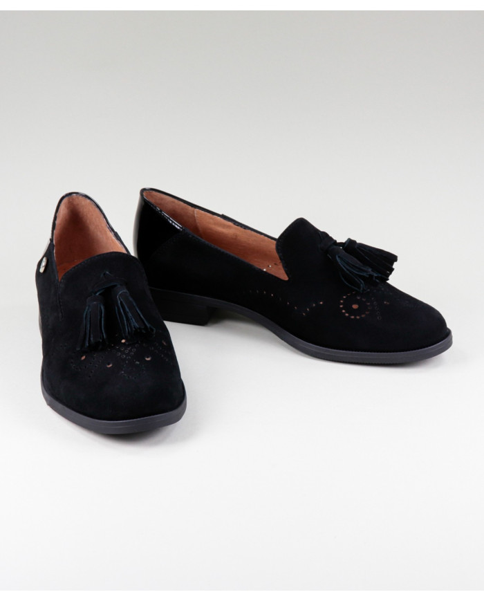 Black Rasus Shoes Lady Ginova Suede with Berloque