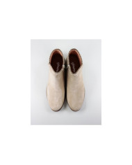 Botas Taupe Rasas Ginova com Rebordo Decorado