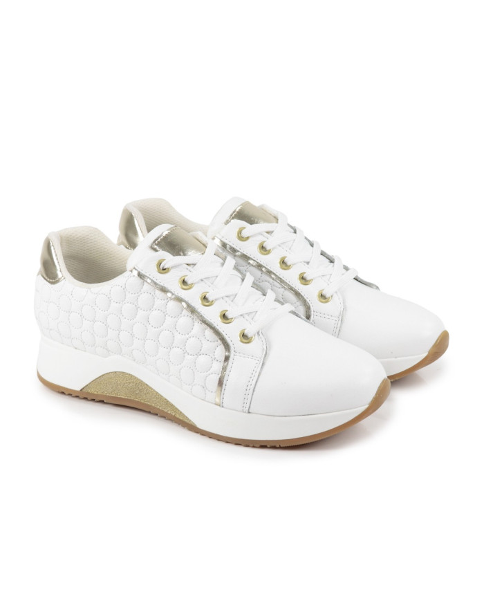 Ginova Women's White Sneaker in Skin