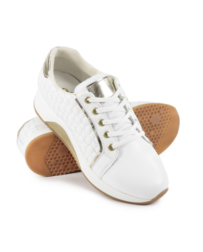 Ginova Women's White Sneaker in Skin