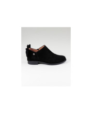 Botas Pretas Rasas Ginova de Senhora com Laço Atrás