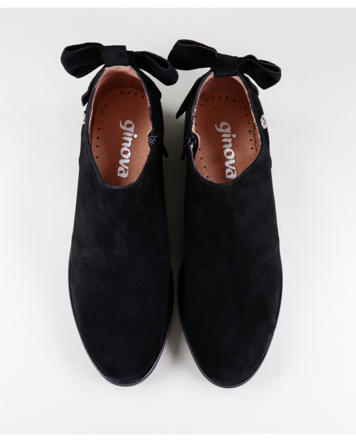 Black Boots Rasas Ginova de Senhora with Lace Behind