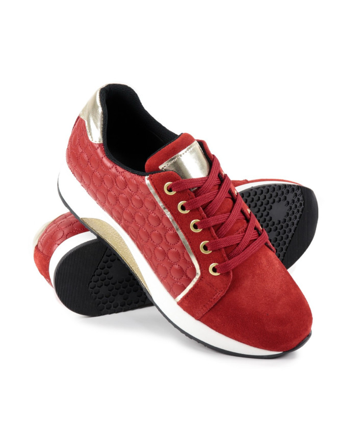 Ginova Women's Red Sneaker in Skin