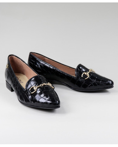 Sapatos Rasos Ginova de Mulher com Aplicação Dourada