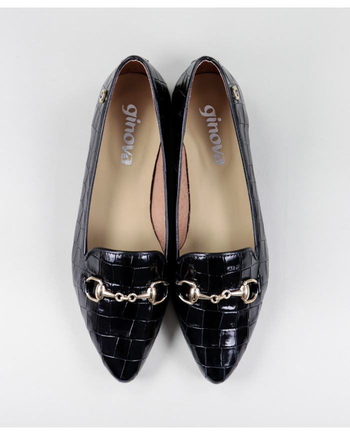 Sapatos Rasos Ginova de Mulher com Aplicação Dourada