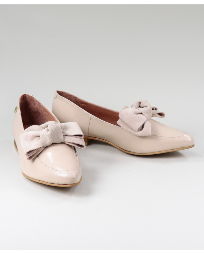 Sapatos Rasos Rosa Ginova Envernizados com Laço