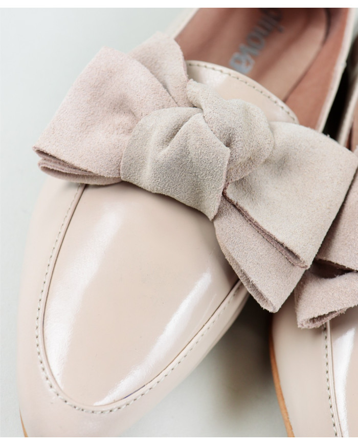 Sapatos Rasos Rosa Ginova Envernizados com Laço