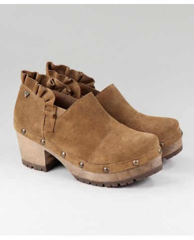 Botins Camel de Senhora Ginova em Tacão Madeira