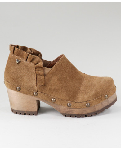 Botins Camel de Senhora Ginova em Tacão Madeira