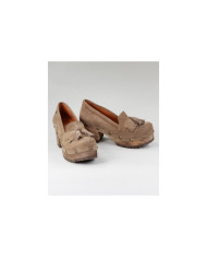 Sapatos Taupe de Senhora Ginova em Sola de Madeira