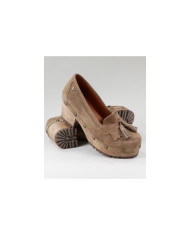 Sapatos Taupe de Senhora Ginova em Sola de Madeira