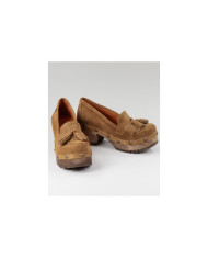 Sapatos Camel de Senhora Ginova em Sola de Madeira