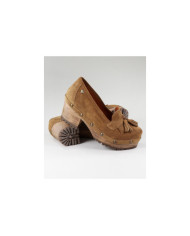 Sapatos Camel de Senhora Ginova em Sola de Madeira