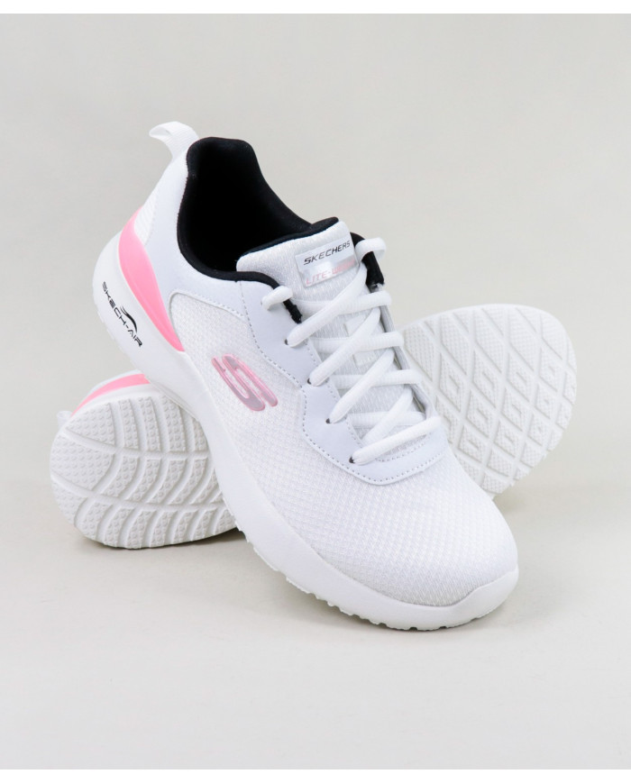 Sapatilhas Skechers Radiant Choice Brancas com Detalhe Rosa