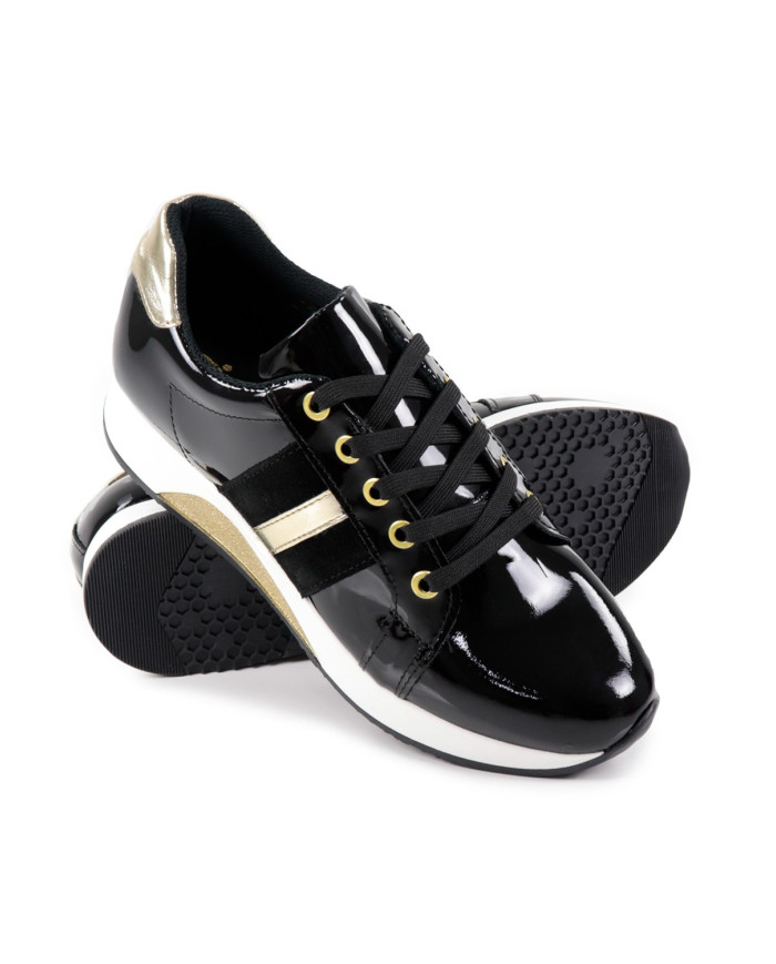 Black Women's Sneaker Ginova in Verniz
