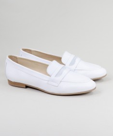 Sapatos Rasos Brancos Ginova com Travessão Decorado