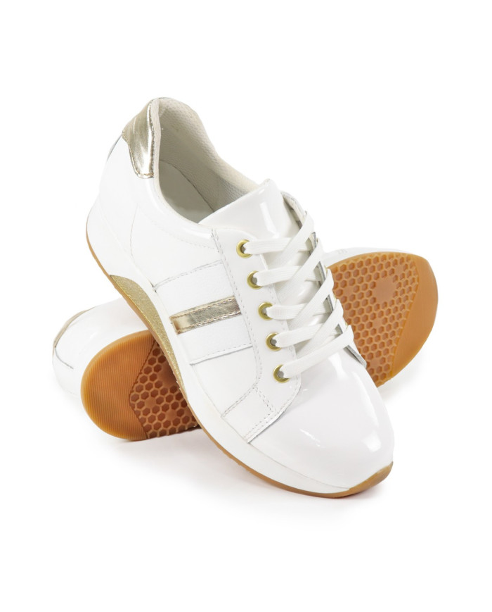 Ginova Women's White Sneaker in Verniz