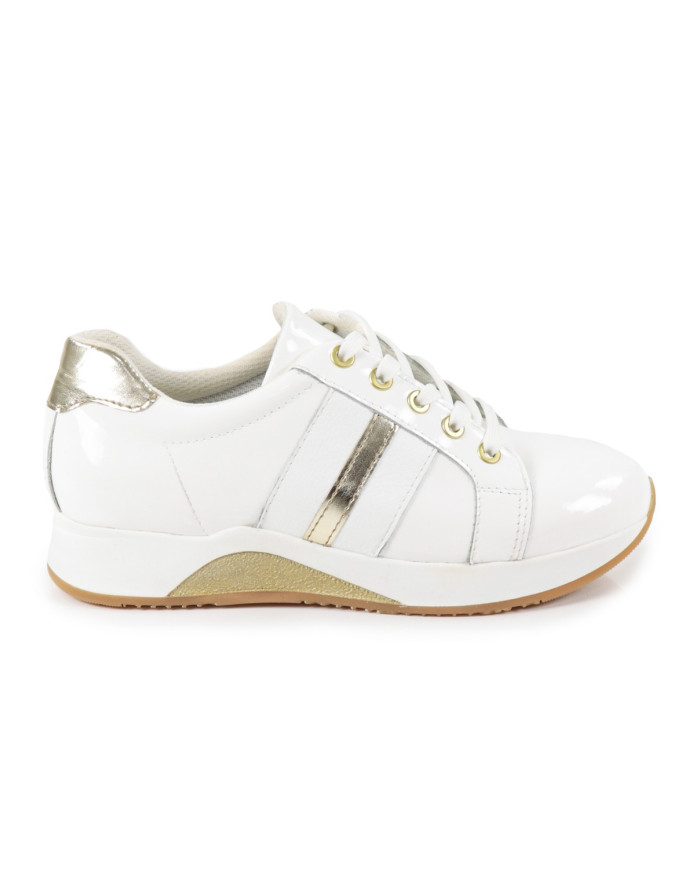 Ginova Women's White Sneaker in Verniz