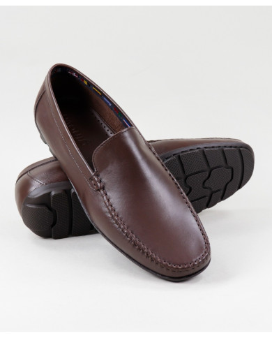 Ginova Men's Brown Moccasins in Skin