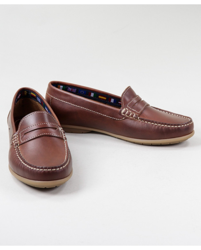 Women's Brown Moccasins with Decorative Applique